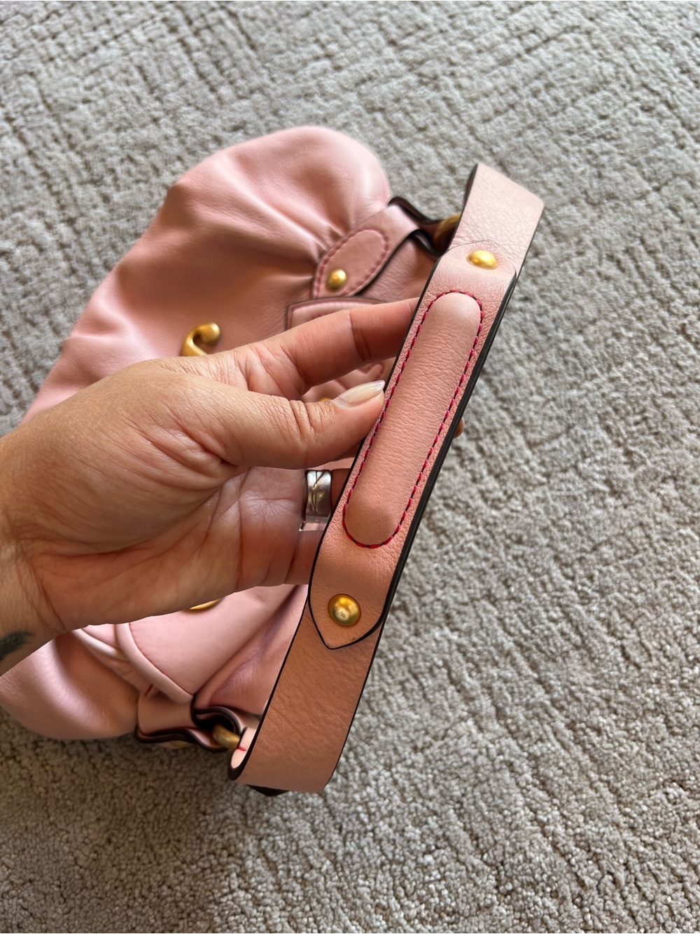 Juicy Couture Vintage Pink Leather Shoulder Bag with Charm - Picture 7 of 16